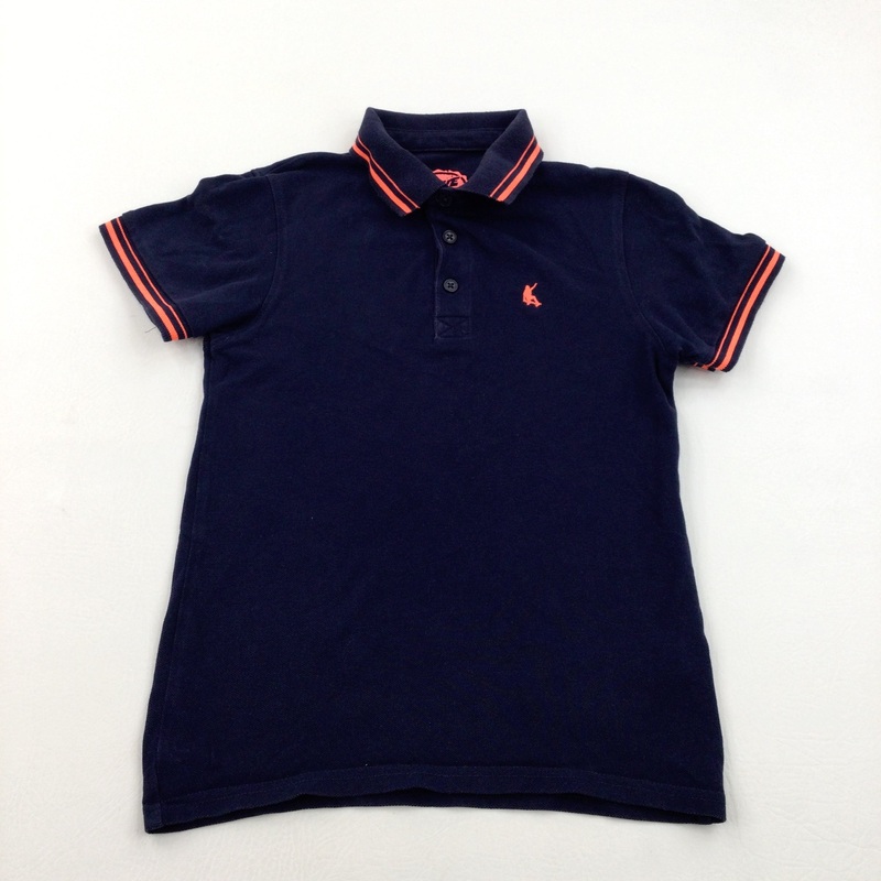 Skateboarder Motif Navy Polo Shirt - Boys 7-8 Years