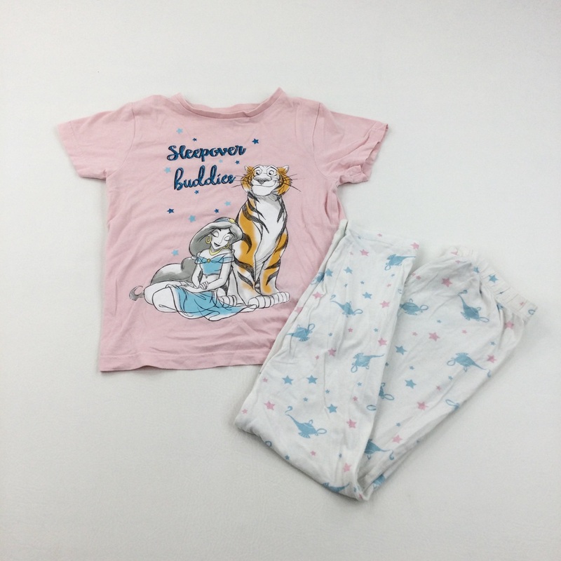 'Sleepover Buddies' Princess Jasmine Pink & White Pyjamas - Girls 7-8 Years