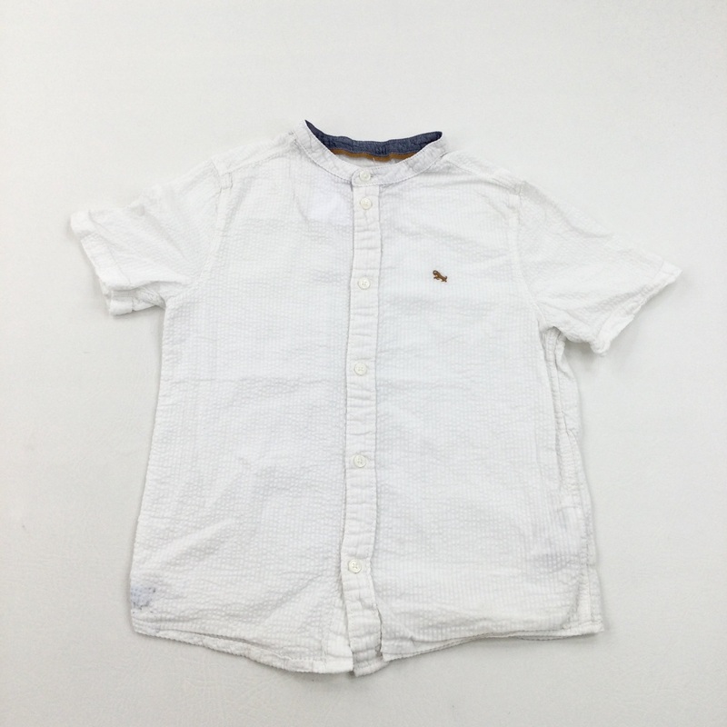 White Motif Short Sleeve Shirt - Boys 7-8 Years