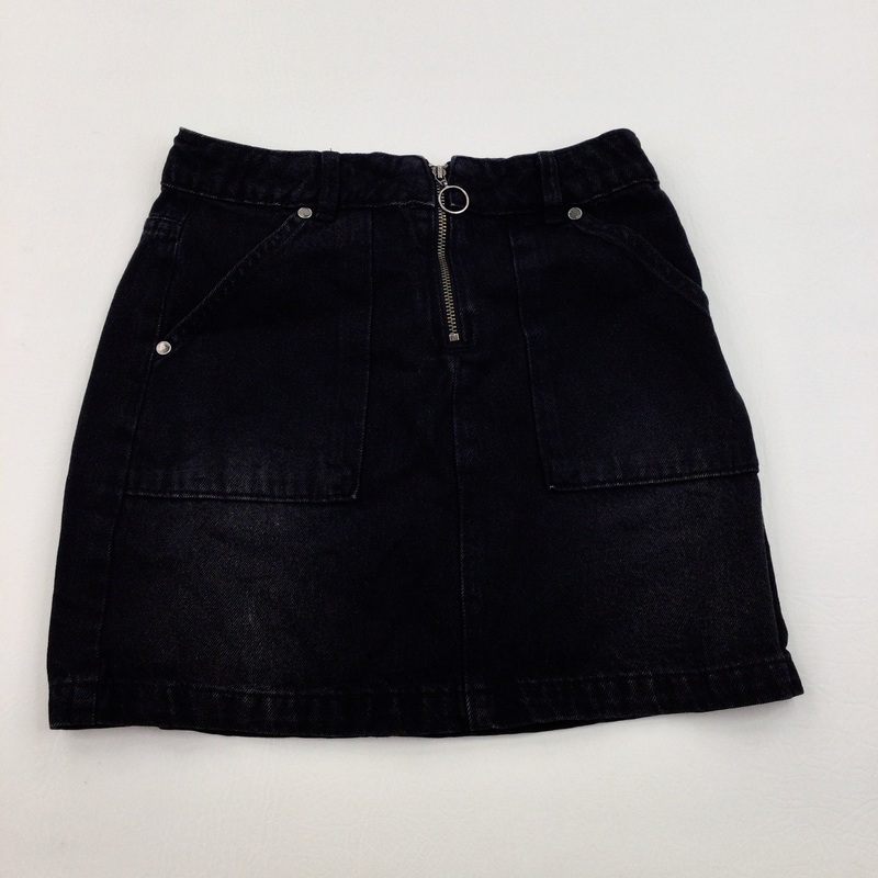 Black Denim Skirt With Adjustable Waist - Girls 9-10 Years
