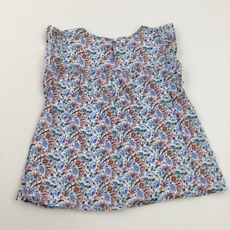 Colourful Flowers White Blouse - Girls 8-9 Years