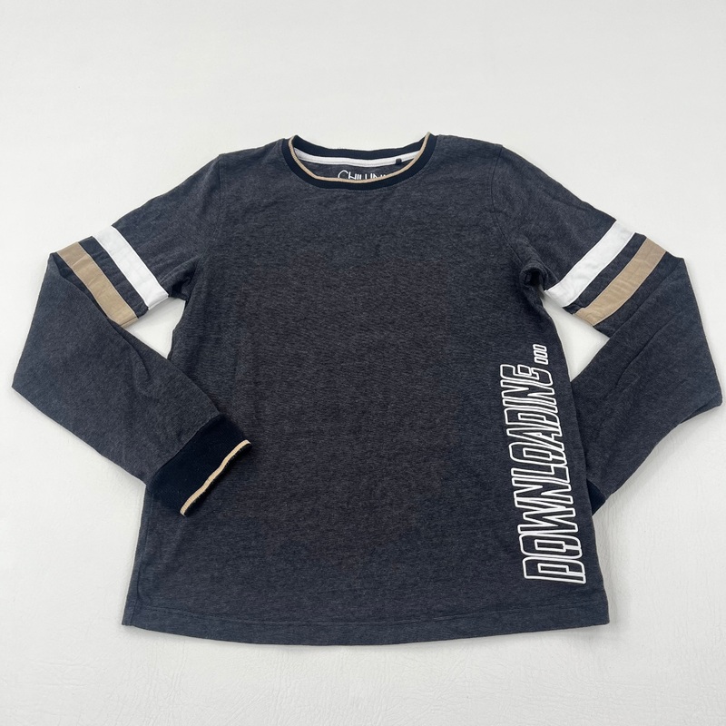 'Downloading' Charcoal, White & Beige Long Sleeve Top - Boys 11 Years