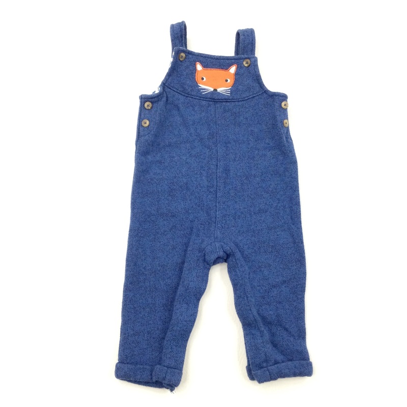 Fox Appliqued Blue Dungarees - Boys 6-9 Months