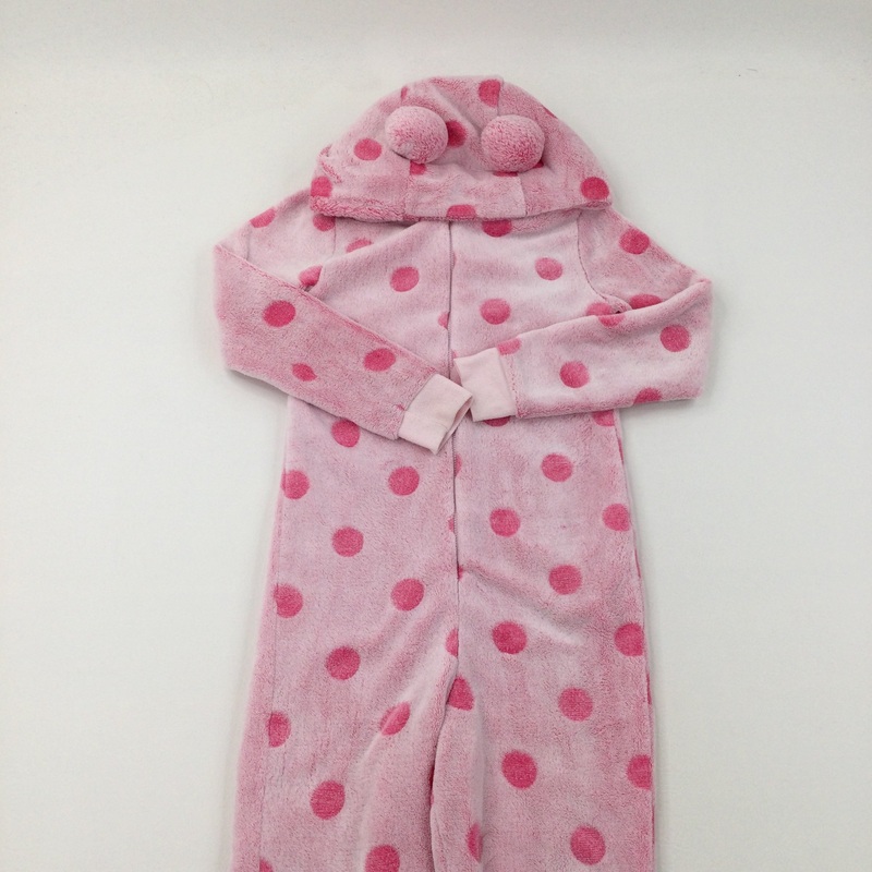 Pink Spotty Fluffy Onesie - Girls 9-10 Years