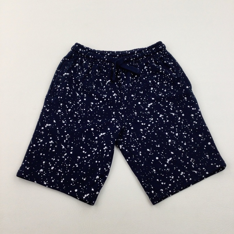 Speckled Navy & White Jersey Shorts - Boys 12 Years