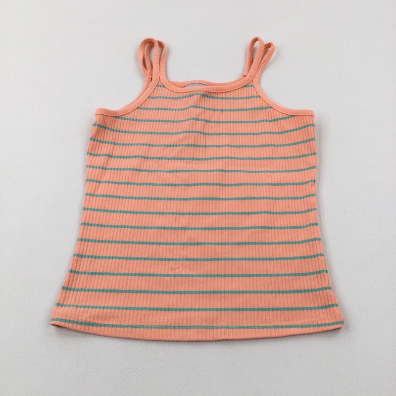 Turquoise & Peach Striped Vest Top - Girls 10-11 Years