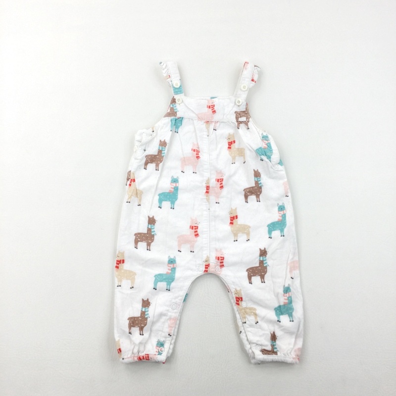 Alpaca White Lightweight Cord Dungarees - Girls 6-9 Months