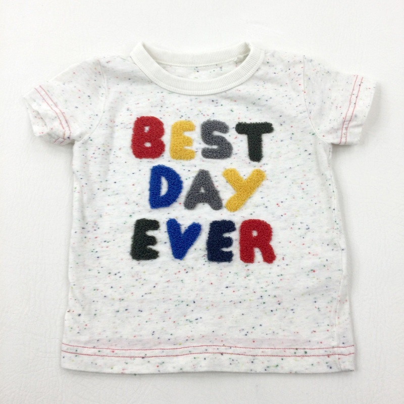 'Best Day Ever' Speckled Cream T-Shirt - Boys 3-6 Months