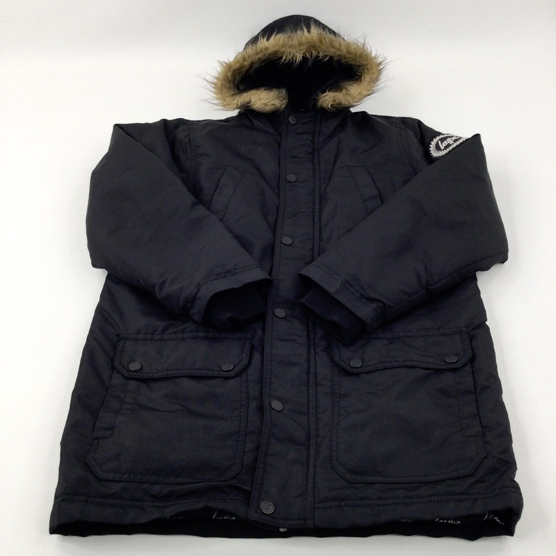 Black Fluffy Hood Winter Coat - Boys 11-12 Years