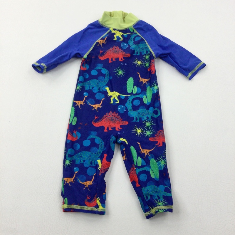 Colourful Dinosaurs Blue Beach Swimsuit - Boys 6-9 Months
