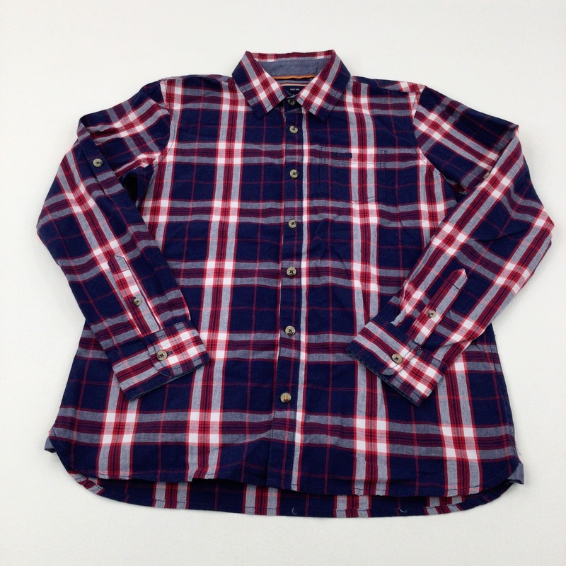 Navy & Red Checked Long Sleeve Shirt - Boys 12-13 Years