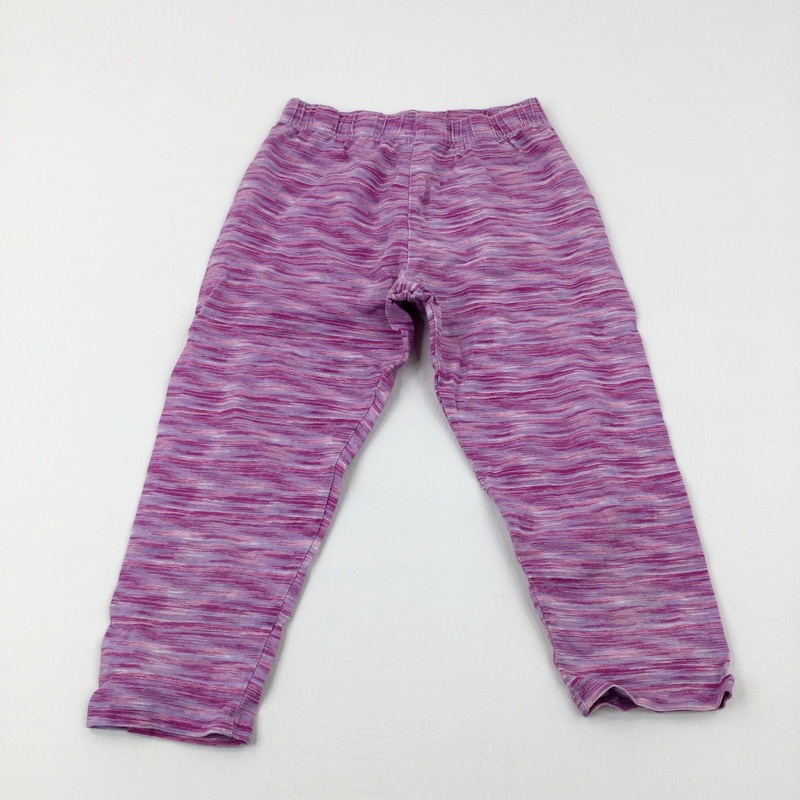Pink Striped Cropped Leggings - Girls 12-13 Years