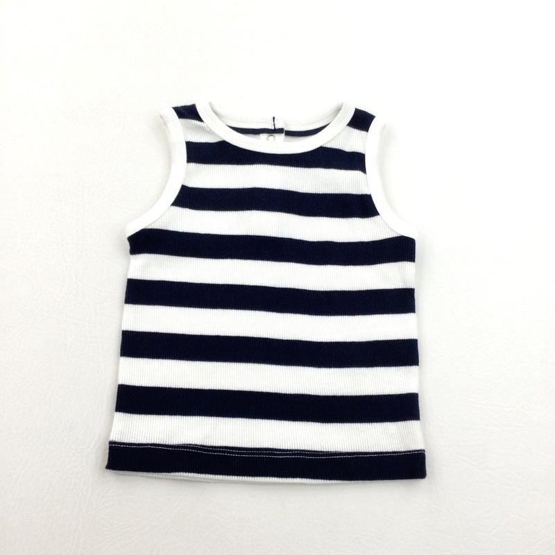 Striped Navy & White Vest Top - Boys 12 Months