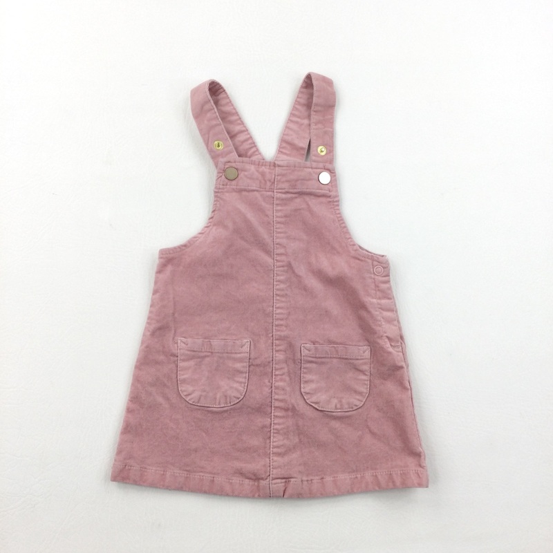 Suede Effect Pink Dungaree Dress - Girls 6-9 Months