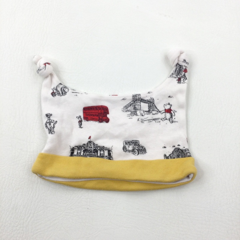Winnie The Pooh & Friends In London Cream Jersey Knotted Hat - Boys/Girls 3-6 Months