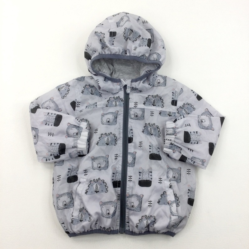 Bears Grey & Blue Lightweight Coat - Boys 12-18 Months