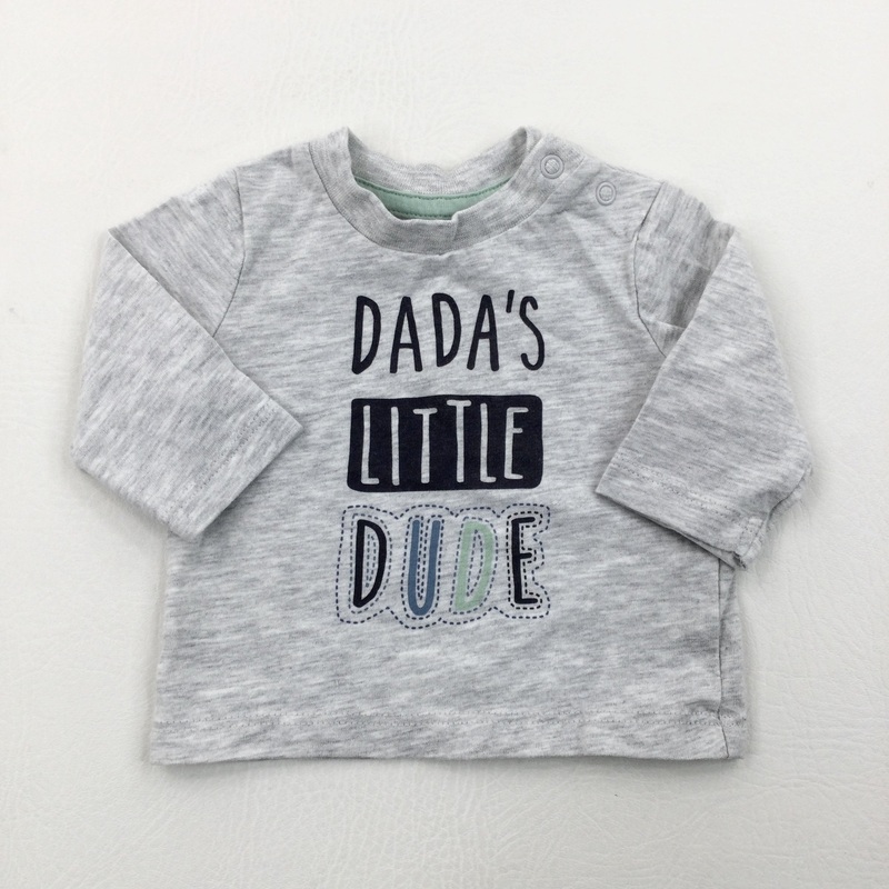 'Dada's Little Dude' Grey Long Sleeve Top- Boys Newborn