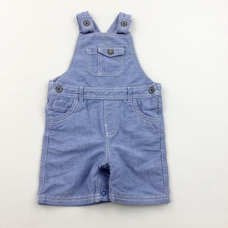 Denim Effect Light Blue Short Dungarees - Boys 9-12 Months