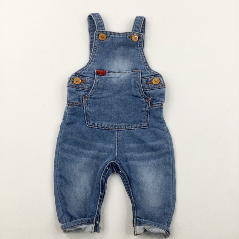 'Hello' Light Blue Denim Dungarees - Boys Newborn