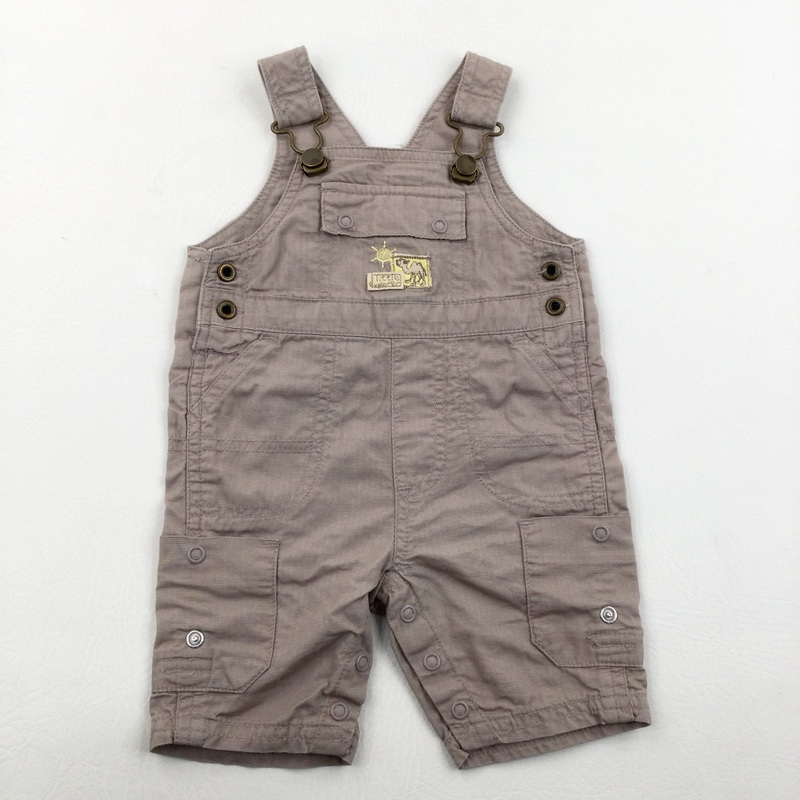 'Little Explorer' Camel Embroidered Brown Dungarees - Boys Newborn