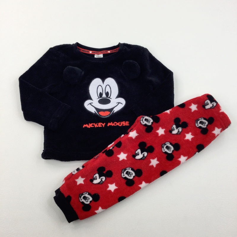 'Mickey Mouse' Black & Red Fluffy Pyjamas - Boys 18-24 Months