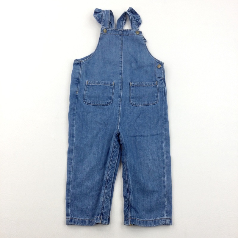 Mid Blue Denim Dungarees - Girls 12-18 Months