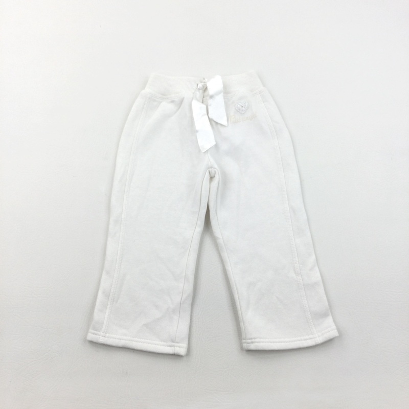 'Petit Angel' Wide Leg White Joggers - Girls 12-18 Months