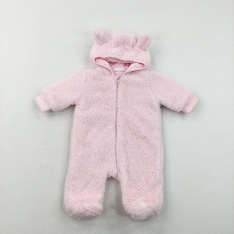 Pink Fleece Pramsuit - Girls Newborn