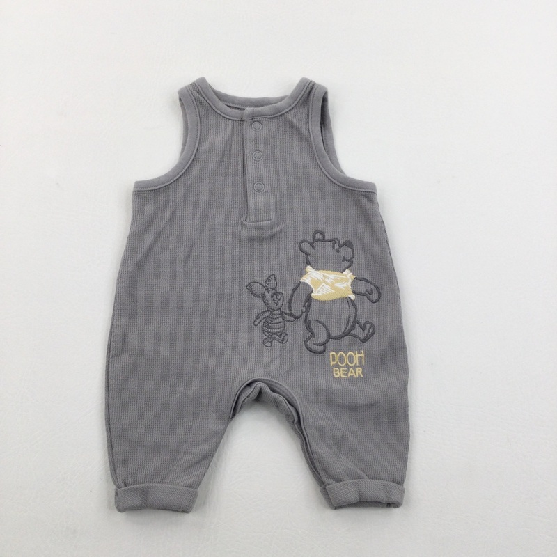'Pooh Bear' Winnie The Pooh Embroidered Grey Romper - Boys Newborn