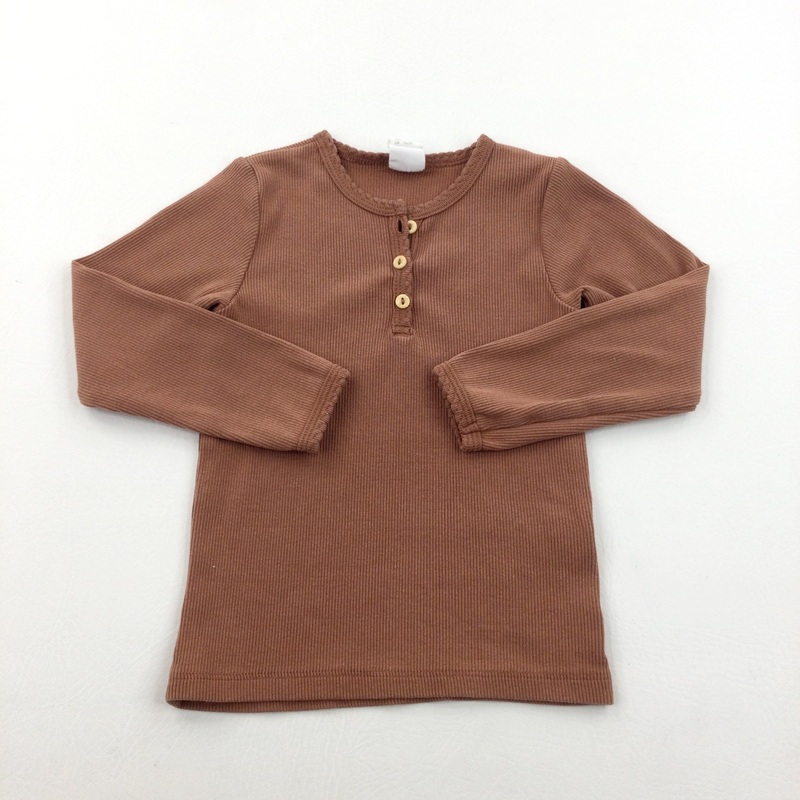 Ribbed Brown Long Sleeve Top - Girls 18-24 Months