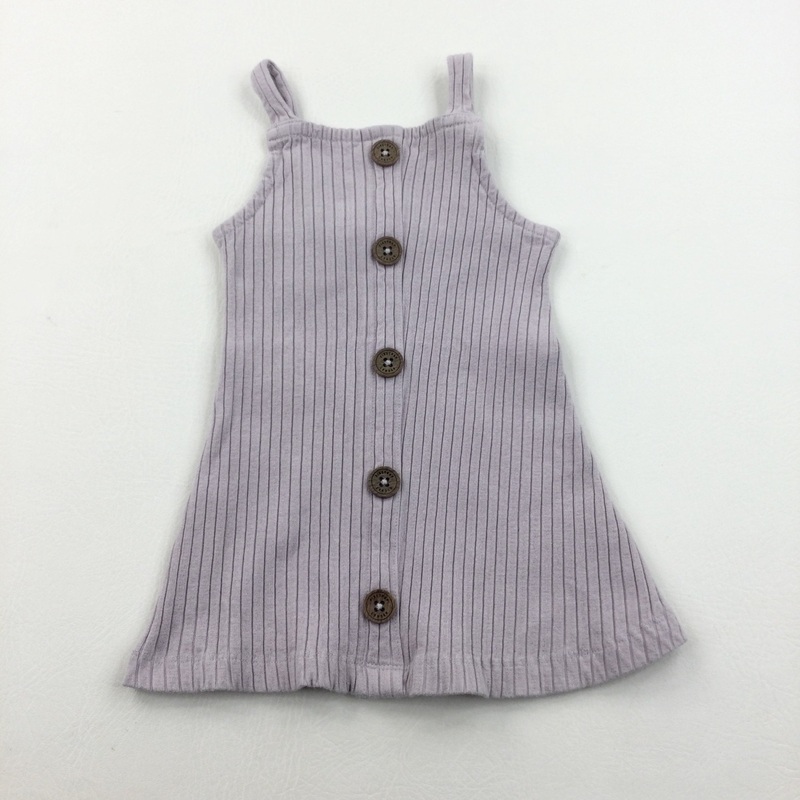 Ribbed Button Lilac Dress - Girls 12-18 Months