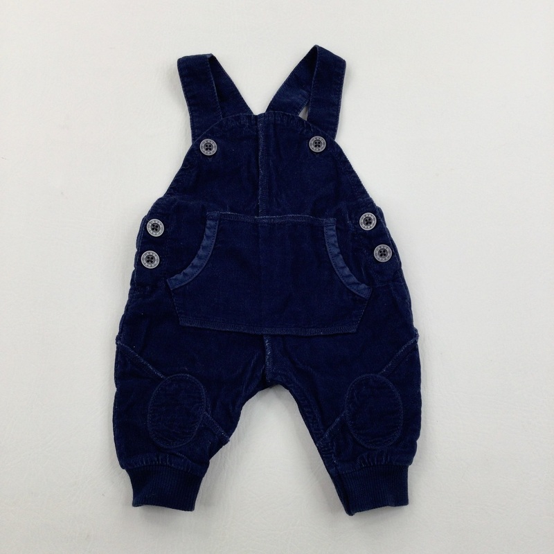 Ribbed Navy Cotton Dungarees - Boys Newborn