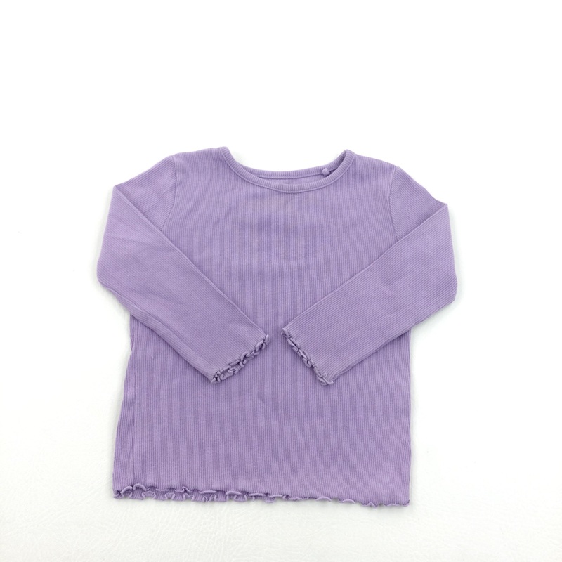 Ribbed Purple Long Sleeve Top - Girls 9-12 Months
