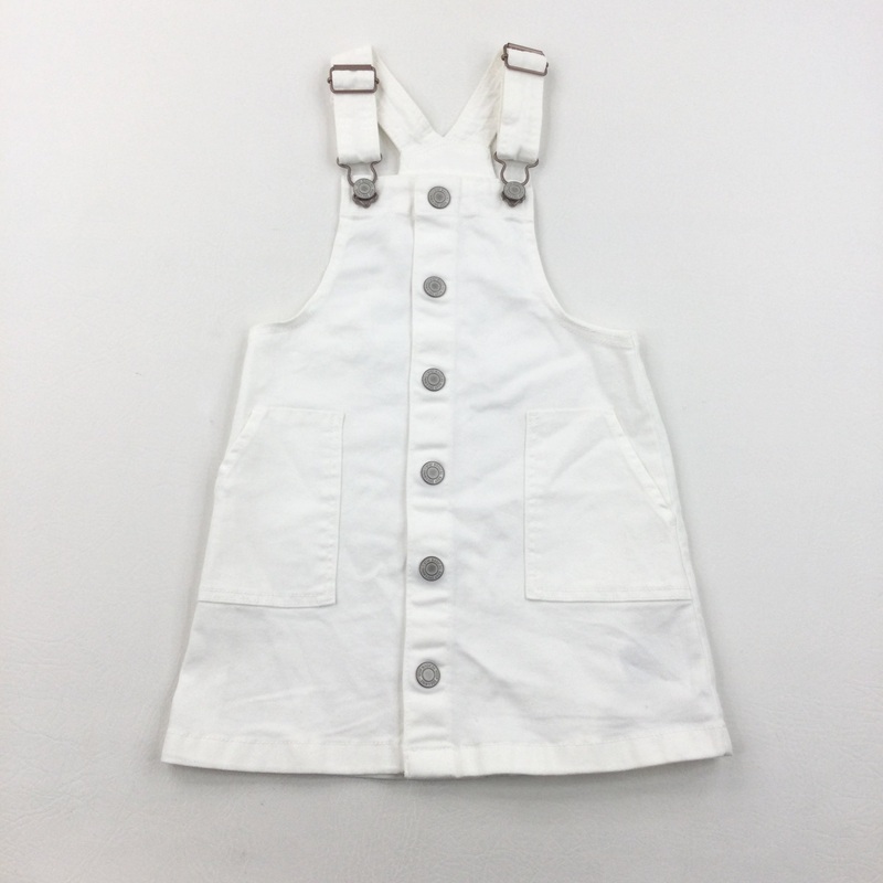 White Denim Dungaree Dress - Girls 2-3 Years