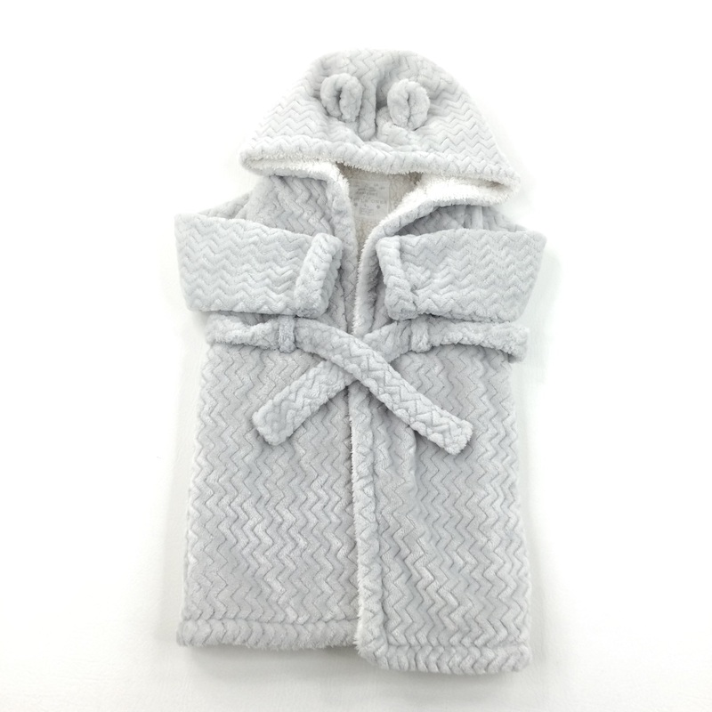 Zig Zag Grey Fleece Dressing Gown - Girls/Boys 12-18 Months