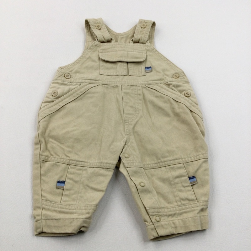 Beige Cotton Dungarees - Boys 0-3 Months