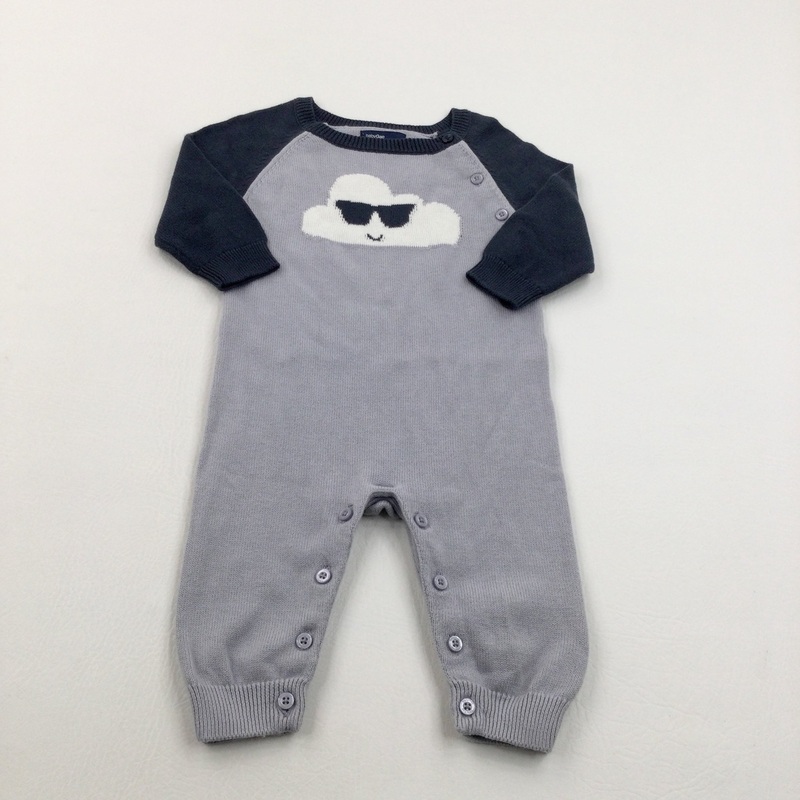 Cloud With Sunglasses Grey Romper - Boys 3-6 Months