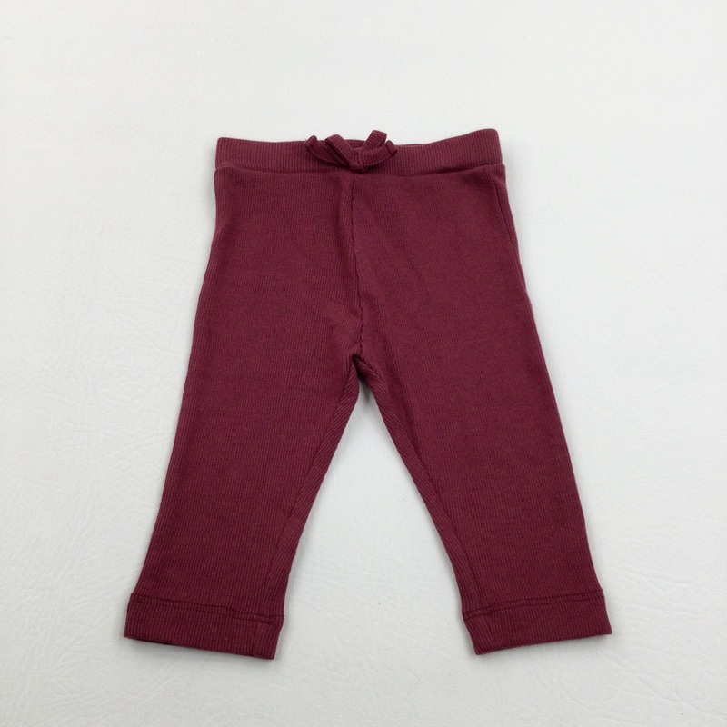 Maroon Ribbed Leggings - Girls 0-3 Months