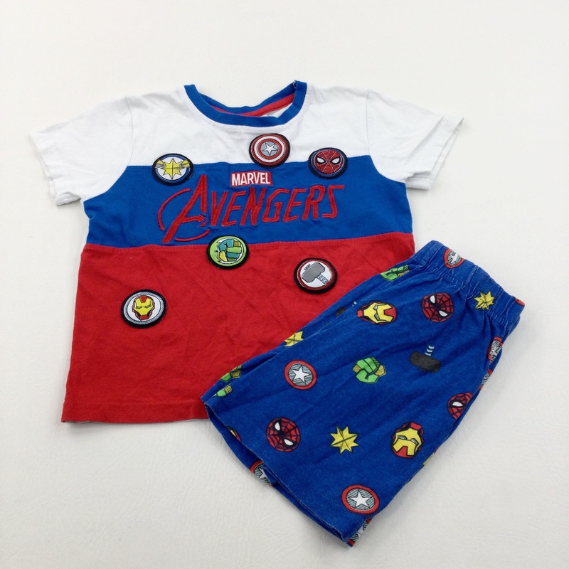 'Marvel Avengers' Red & Blue Short Pyjamas - Boys 3-4 Years