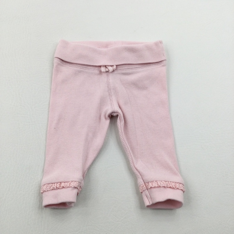 Pink Ribbed Leggings - Girls 0-3 Months