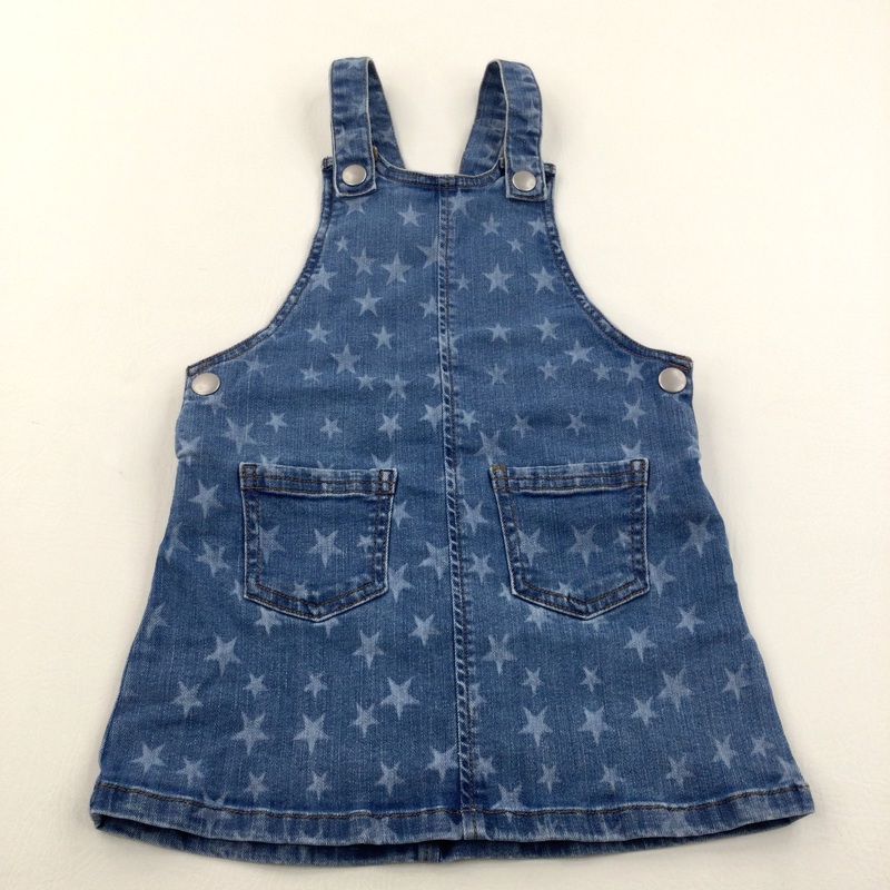 Stars Denim Mid Blue Dunagree Dress - Girls 3-4 Years