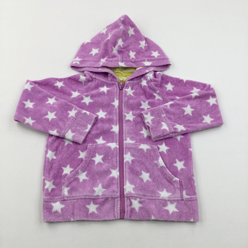Stars Purple & White Zip Up Hoodie - Girls 4-5 Years