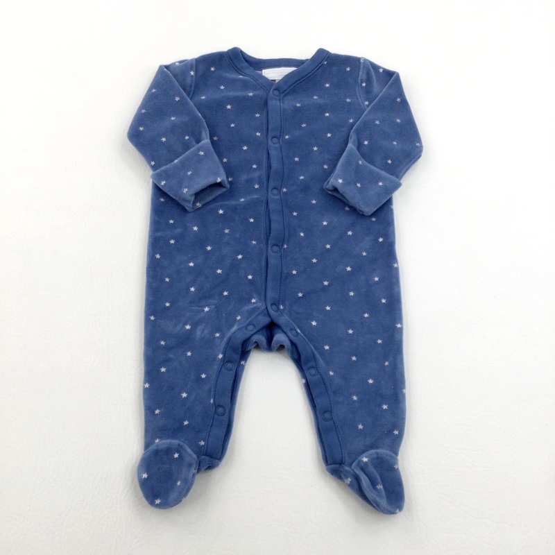 Stars White & Blue Lightweight Pramsuit - Boys 0-3 Months