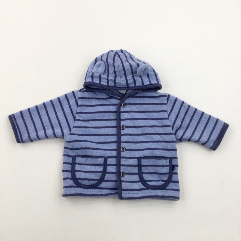 Striped Blue Thick Jacket - Boys 0-3 Months