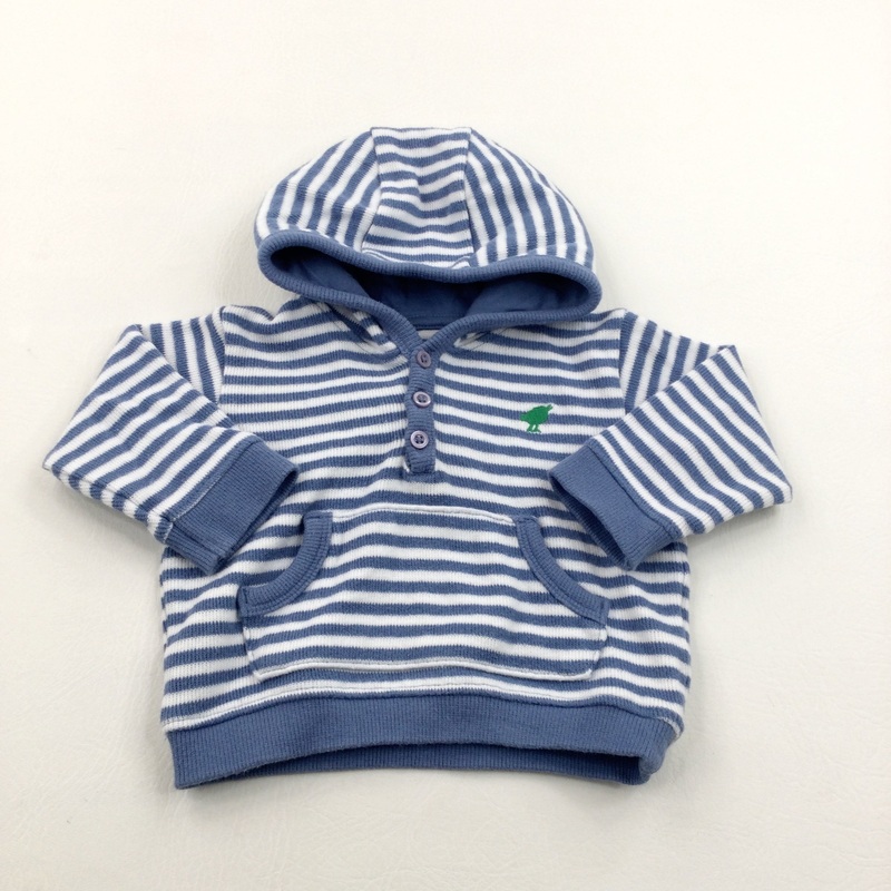 Striped Blue & White Hoodie - Boys 3-6 Months