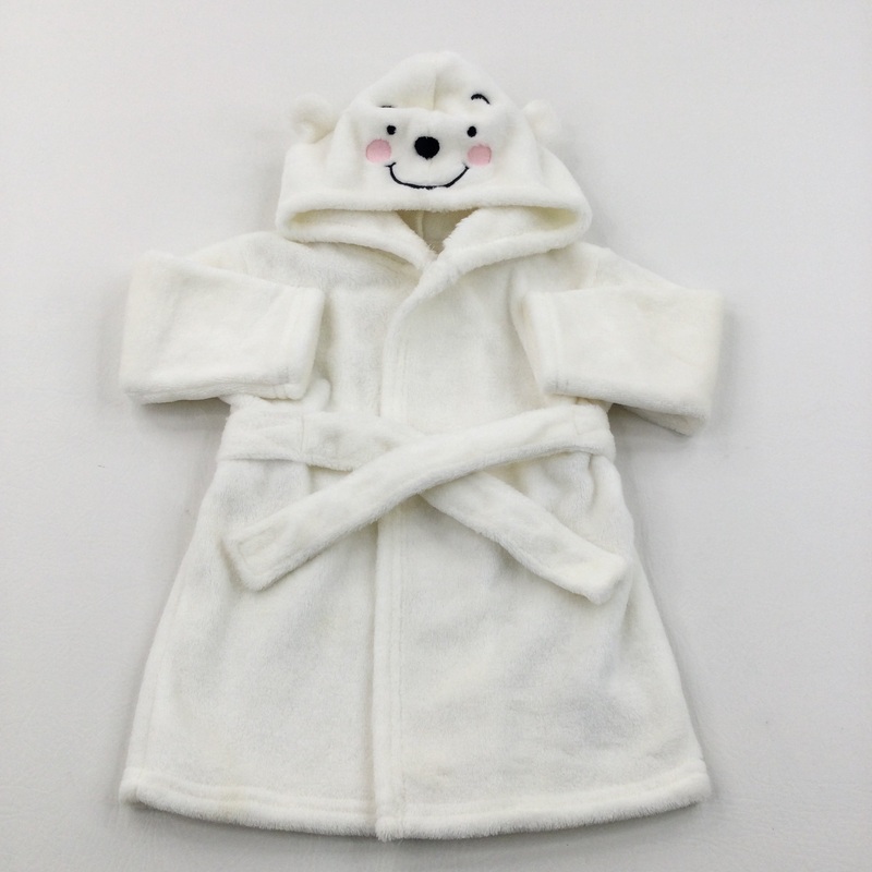 Winnie The Pooh Embroidered White Dressing Gown - Girls/Boys 3-6 Months