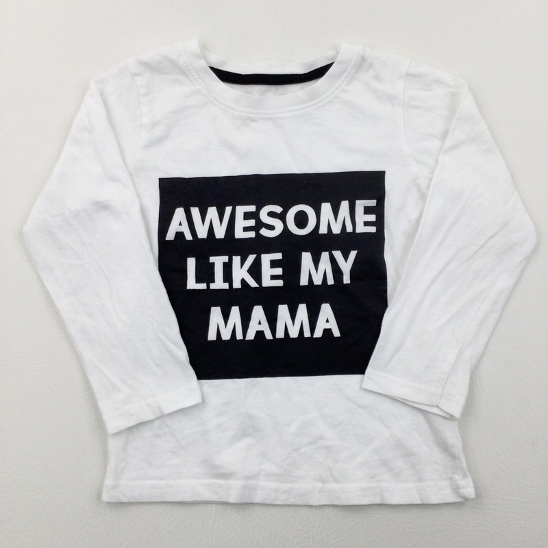 'Awesome Like My Mama' Black & White Long Sleeve Top - Boys/Girls 2-3 Years