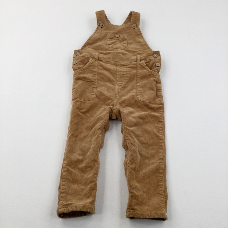 Brown Lined Cord Midweight Dungarees - Boys/Girls 2-3 Years