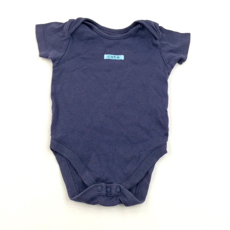 'Cute' Navy Short Sleeve Bodysuit - Boys 9-12 Months
