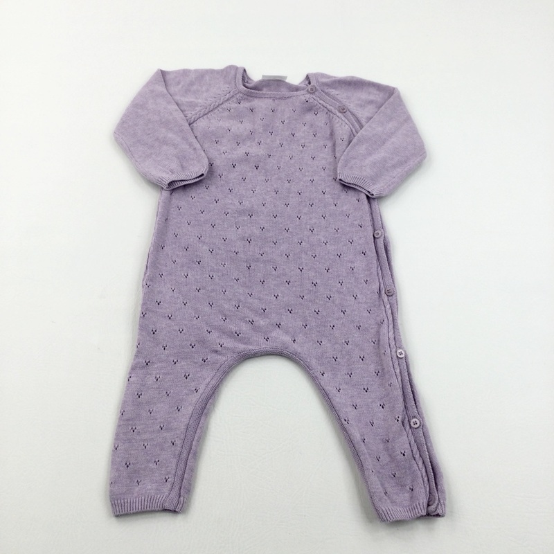 Patterned Lilac Knitted Romper - Girls 9-12 Months